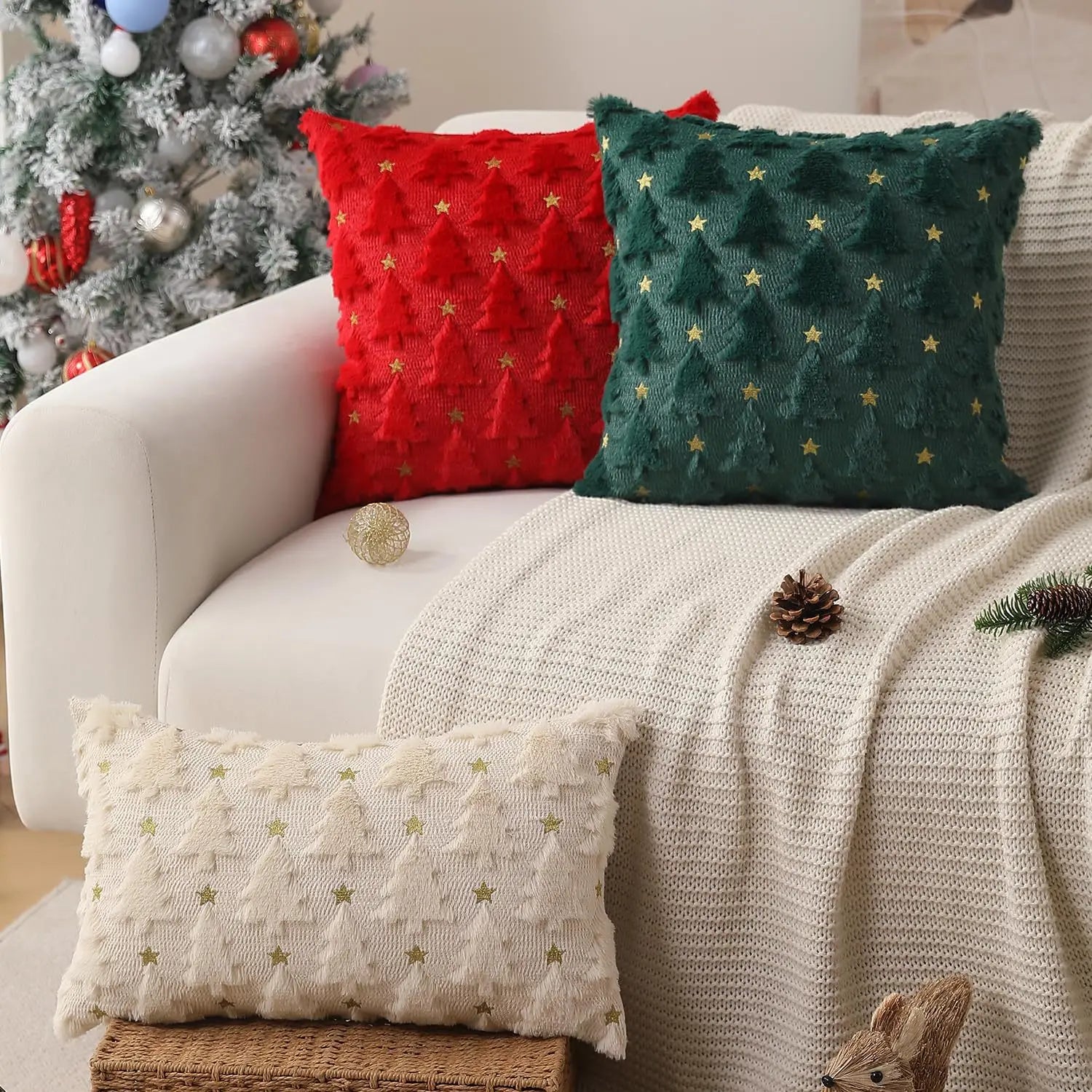 Cushion Christmas Covers | Textured Festive Pattern