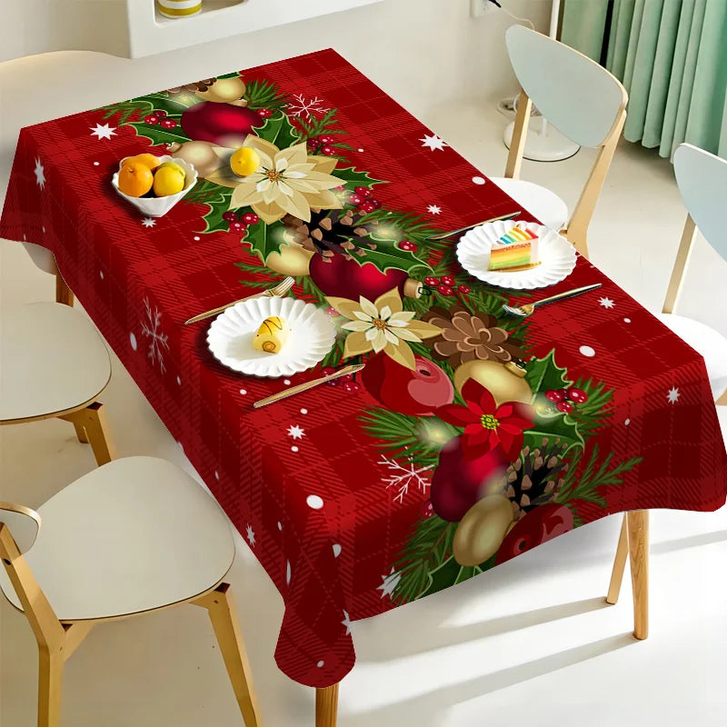 Table Cloth for Christmas | Red Plaid Decoration