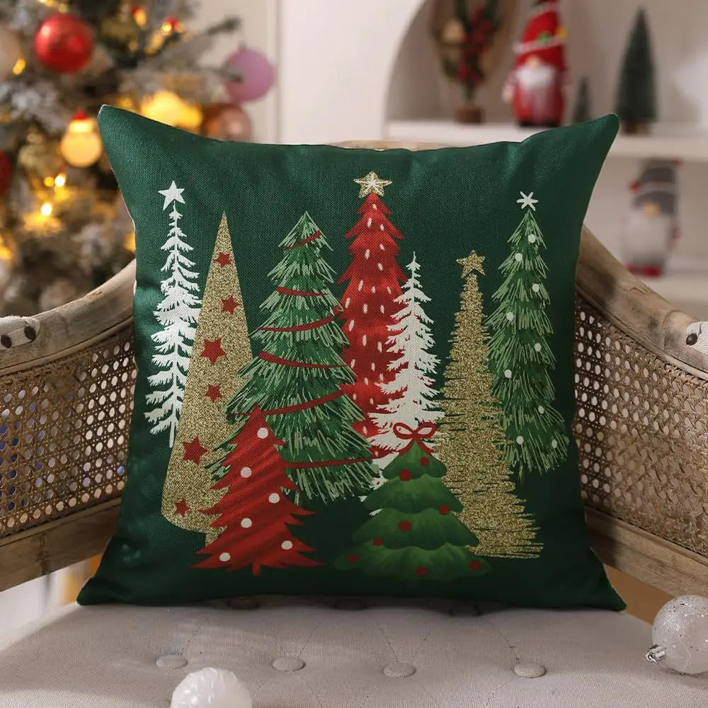 Cushion Christmas Covers | Tree and Plaid Design