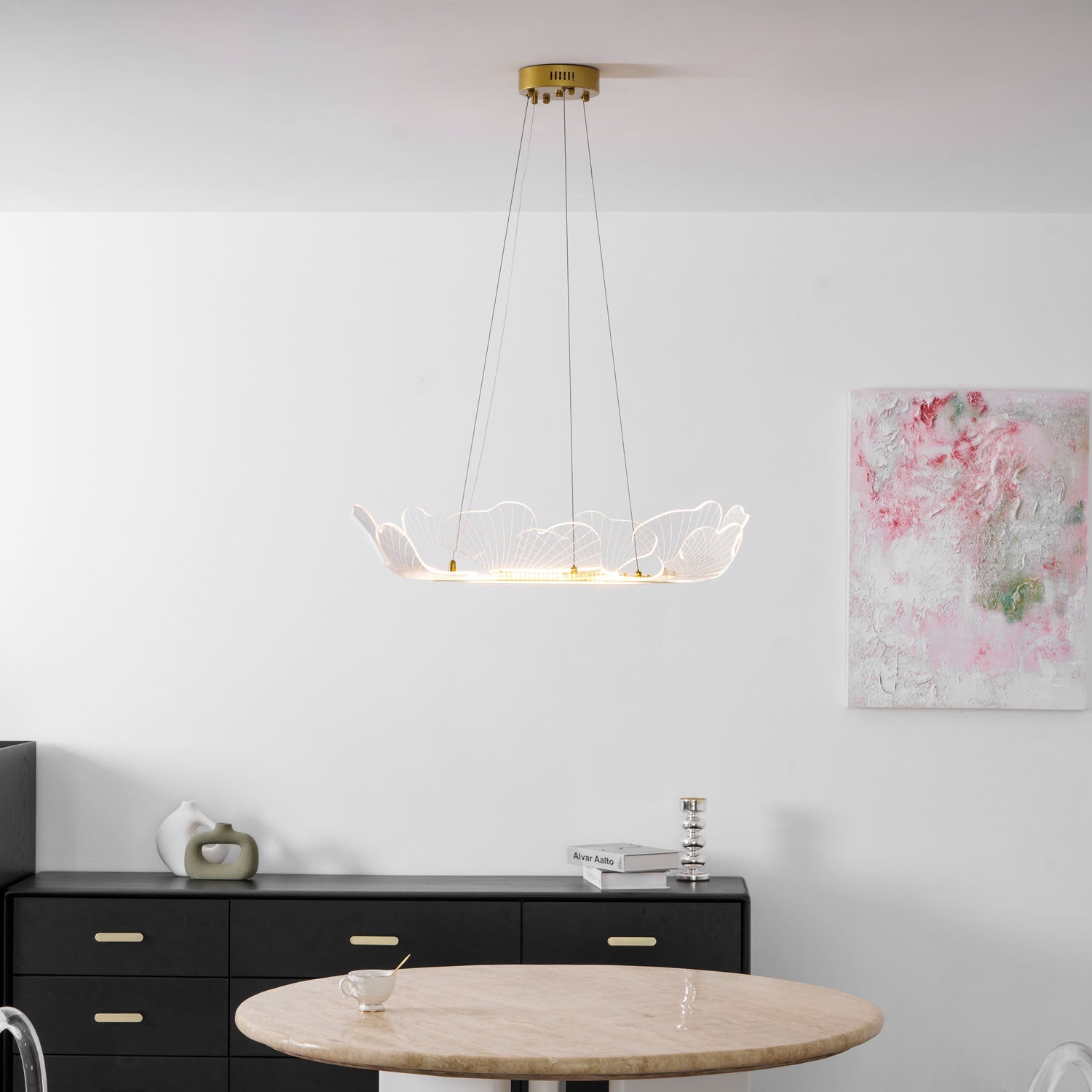 Living Room Modern Chandelier | Petal-Shaped LED Ceiling Light