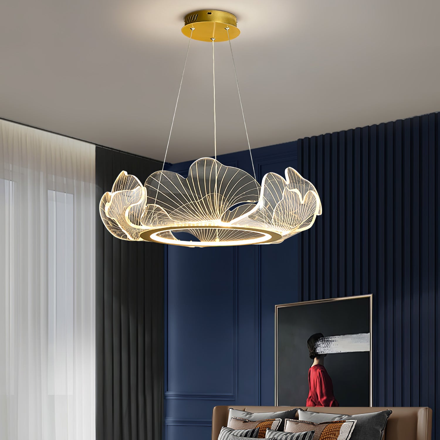 Living Room Modern Chandelier | Petal-Shaped LED Ceiling Light