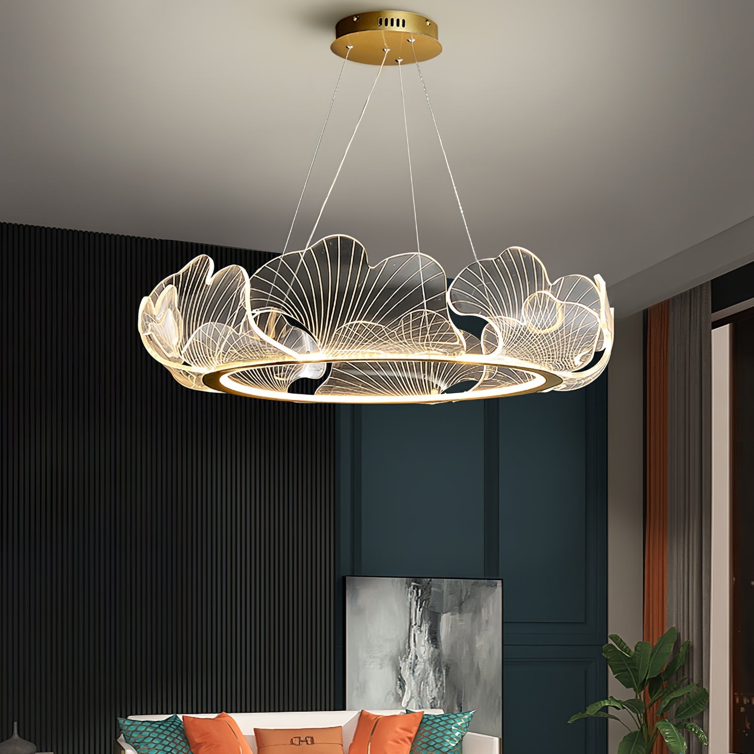 Living Room Modern Chandelier | Petal-Shaped LED Ceiling Light