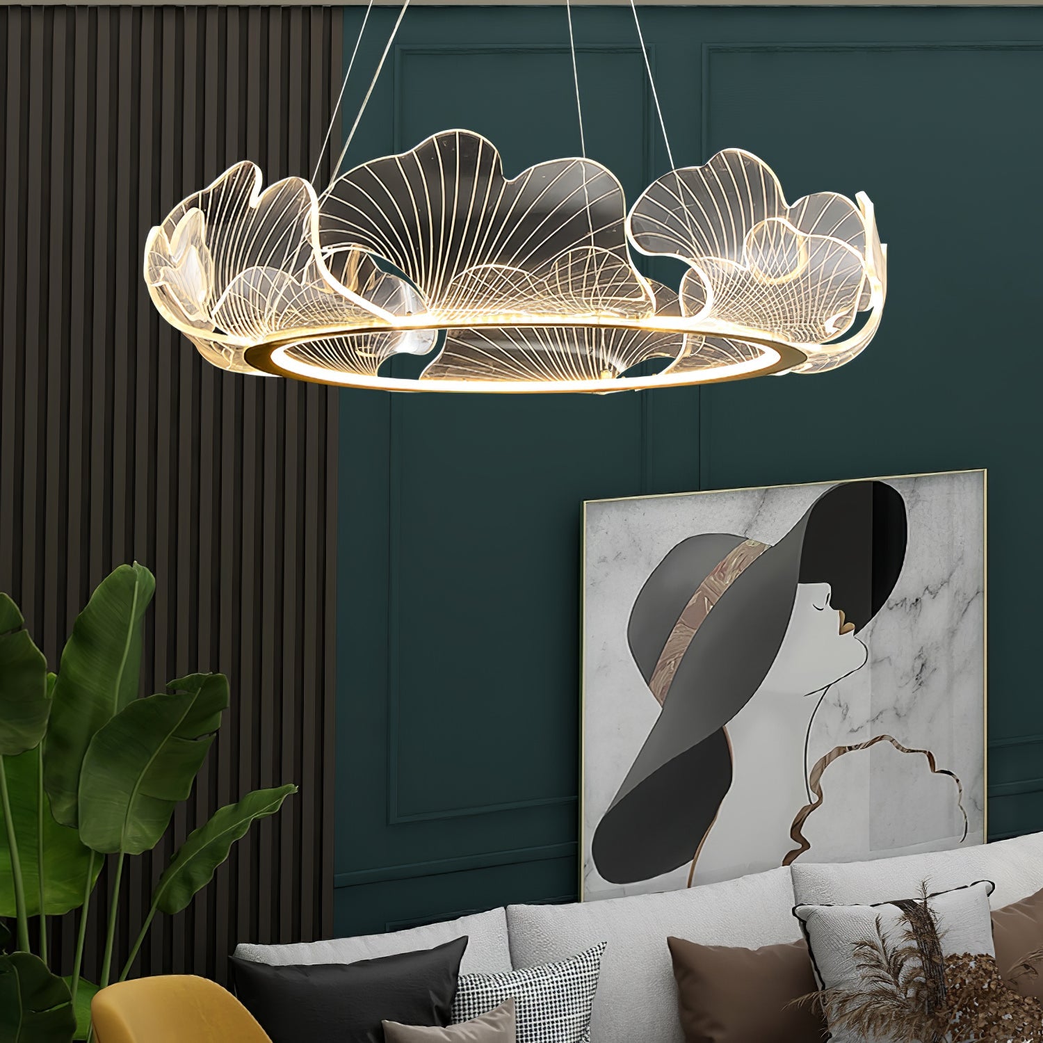 Living Room Modern Chandelier | Petal-Shaped LED Ceiling Light