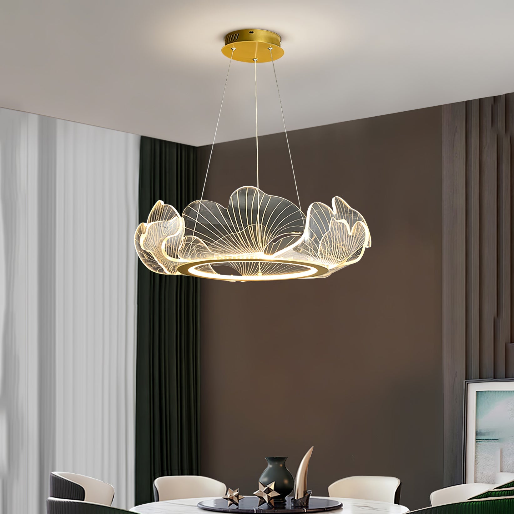 Living Room Modern Chandelier | Petal-Shaped LED Ceiling Light