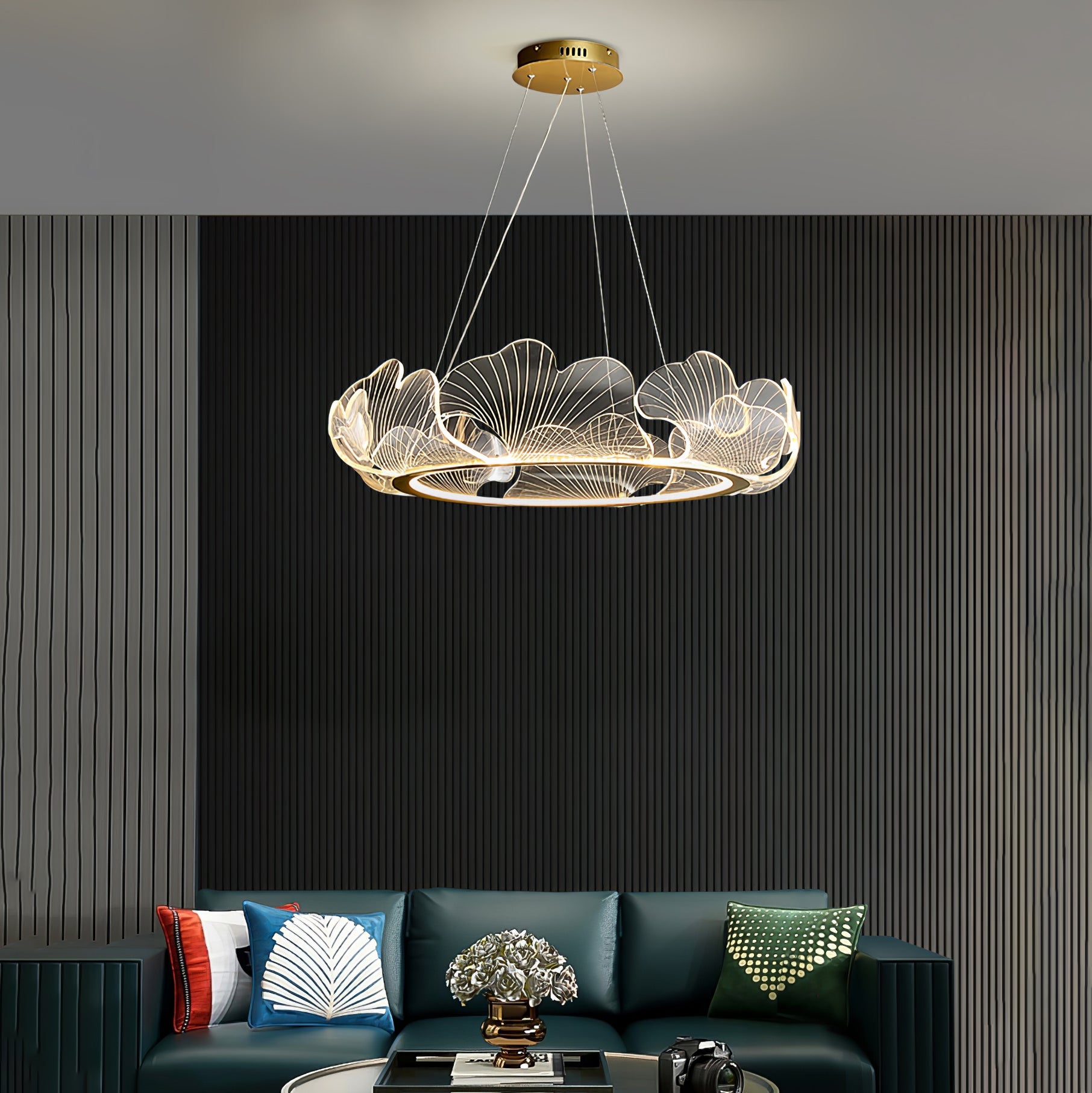 Living Room Modern Chandelier | Petal-Shaped LED Ceiling Light