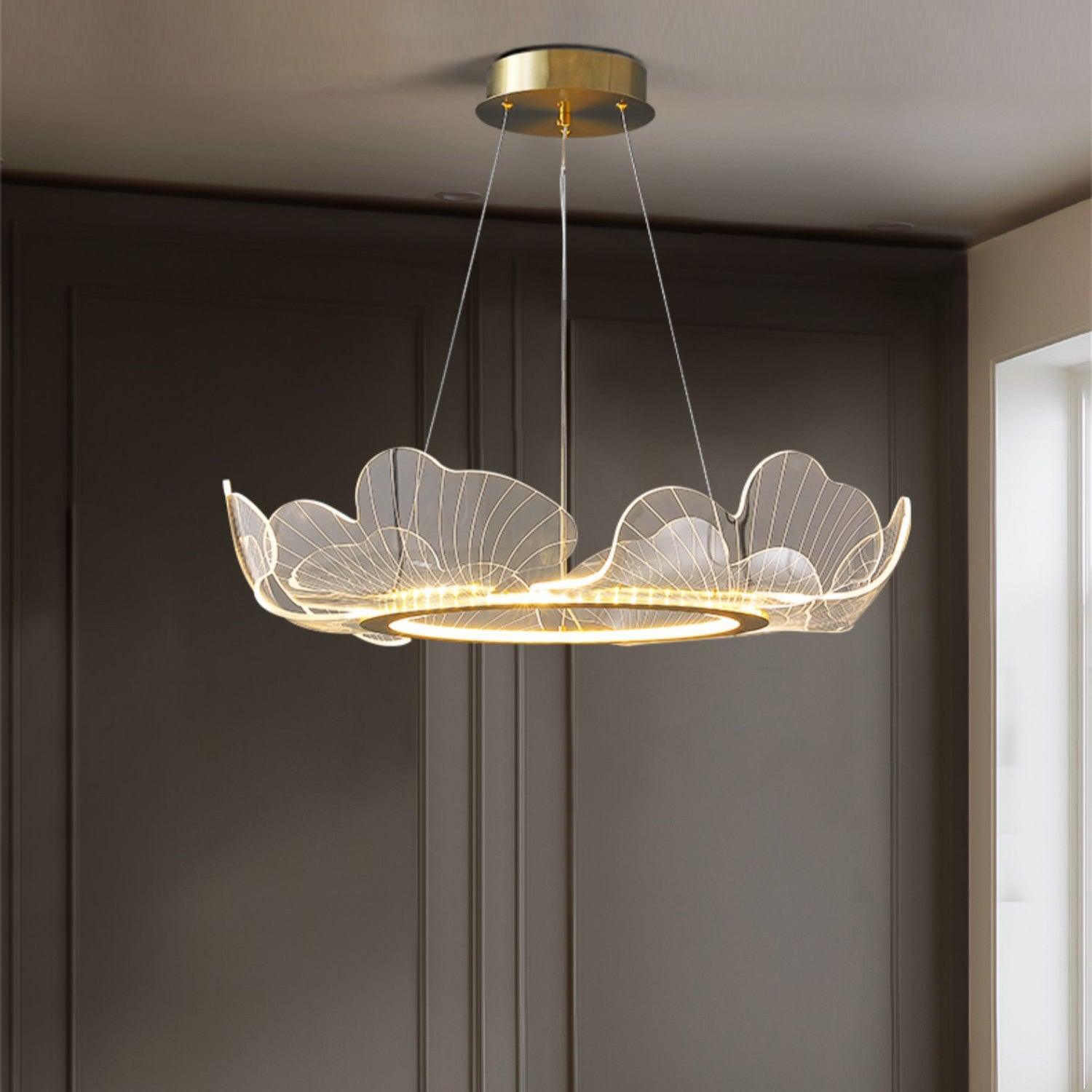 Living Room Modern Chandelier | Petal-Shaped LED Ceiling Light