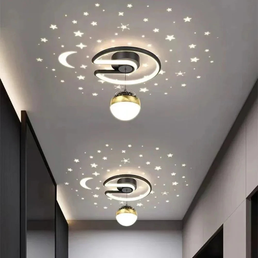 Dimmable LED Ceiling Light | Starry Sky Crescent Moon Fixture