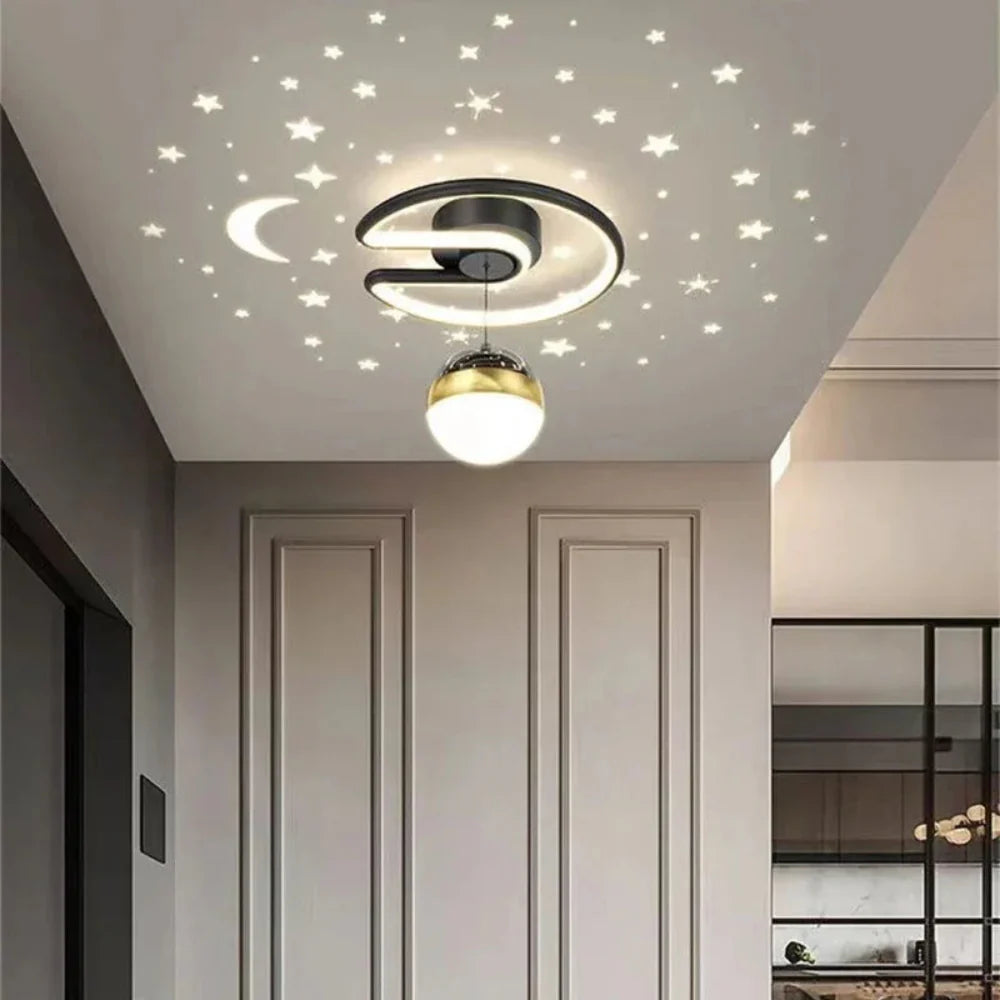 Dimmable LED Ceiling Light | Starry Sky Crescent Moon Fixture