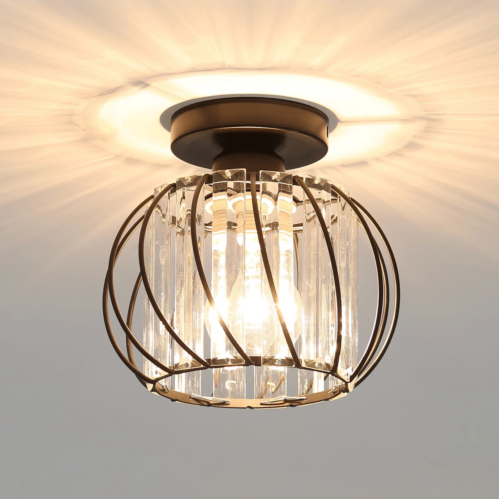 Hallway Modern Ceiling Light | Glass Cage Flush