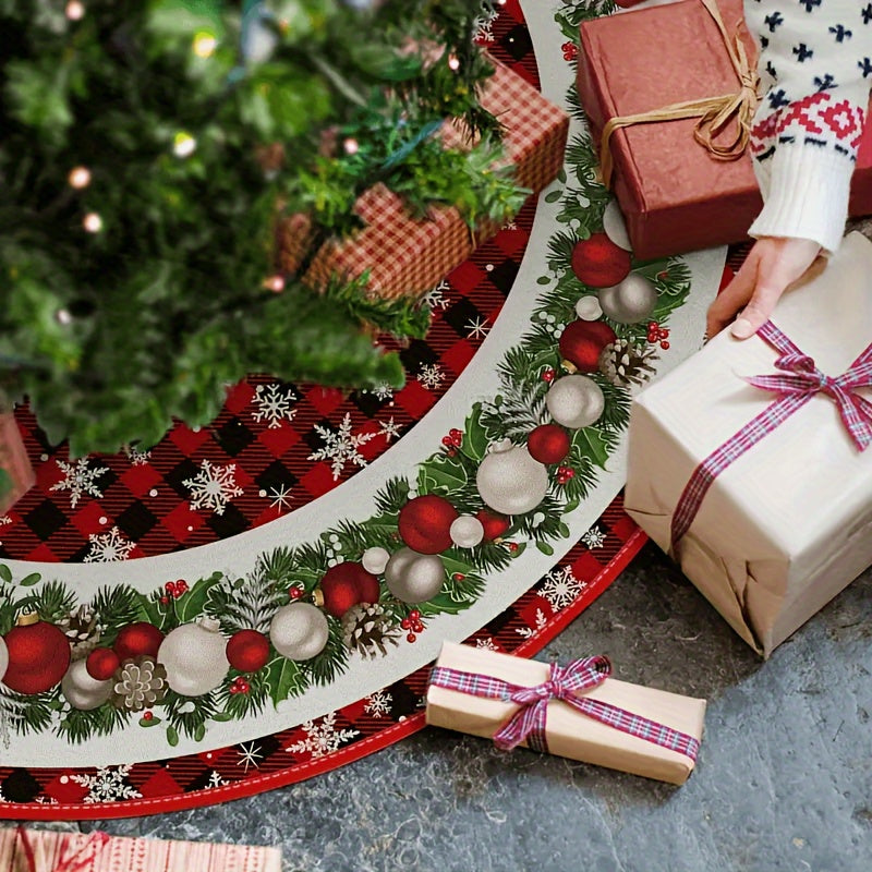 Tree Skirt Christmas | Plaid Ornament Design