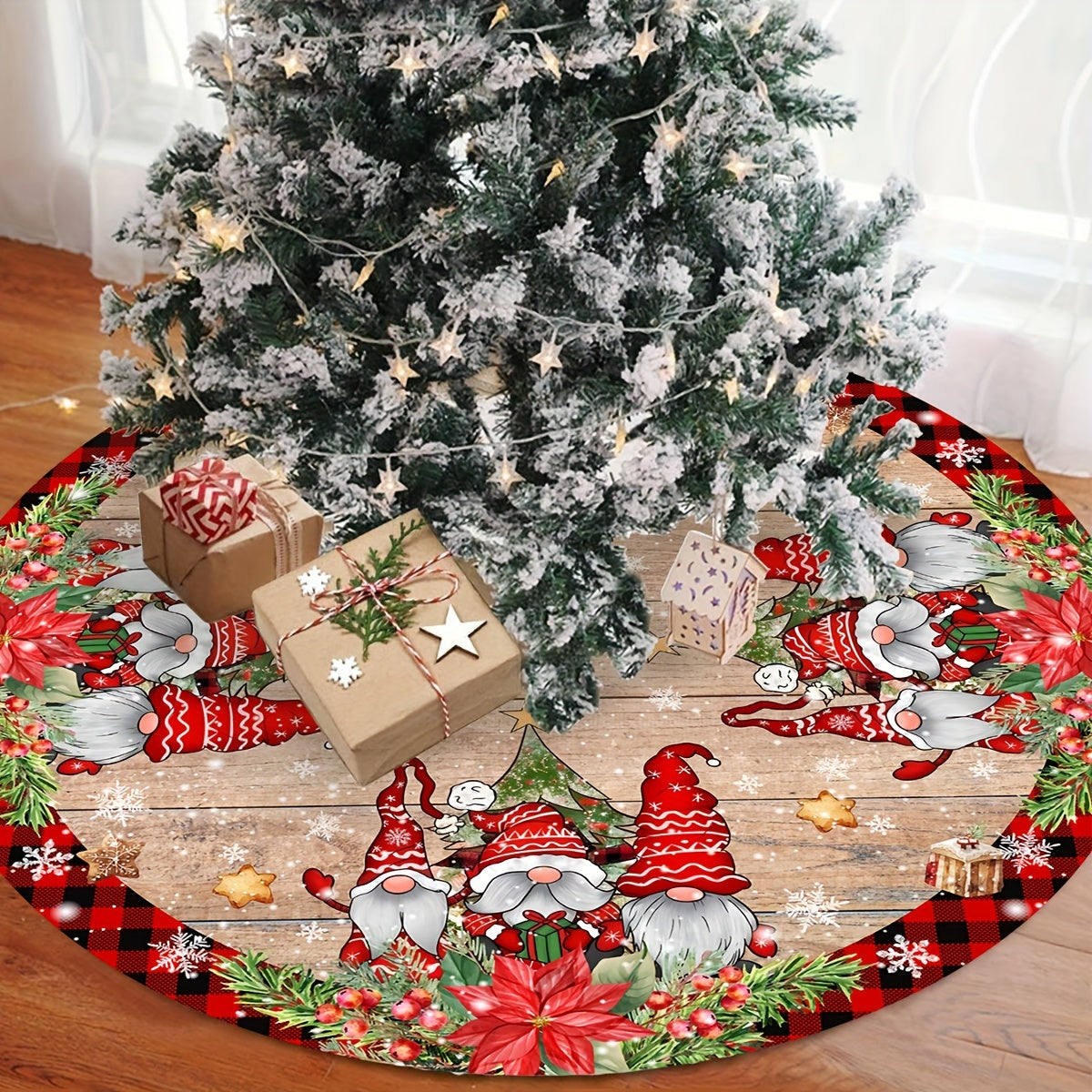 Tree Skirt Christmas | Gnome Plaid Print