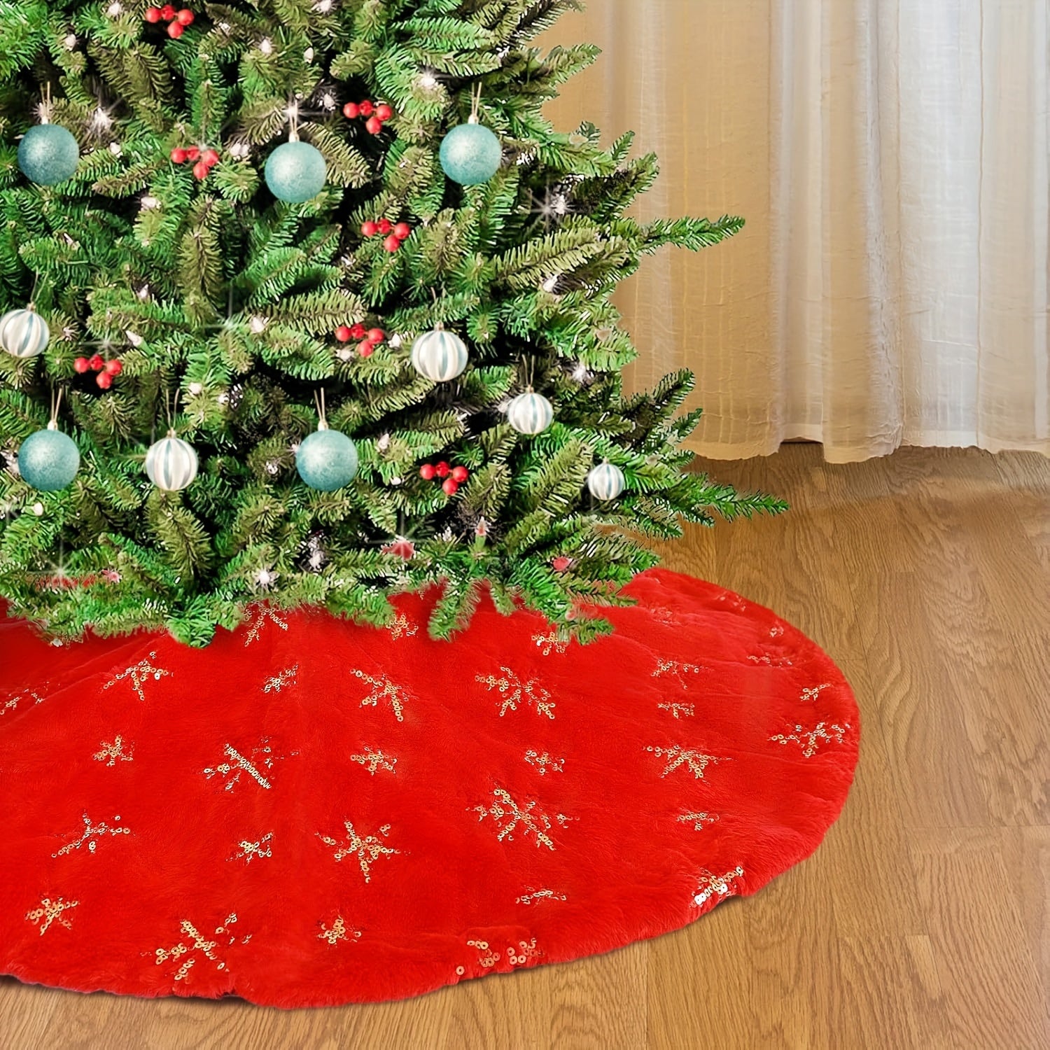 Tree Skirt Christmas | Embroidered Snowflake