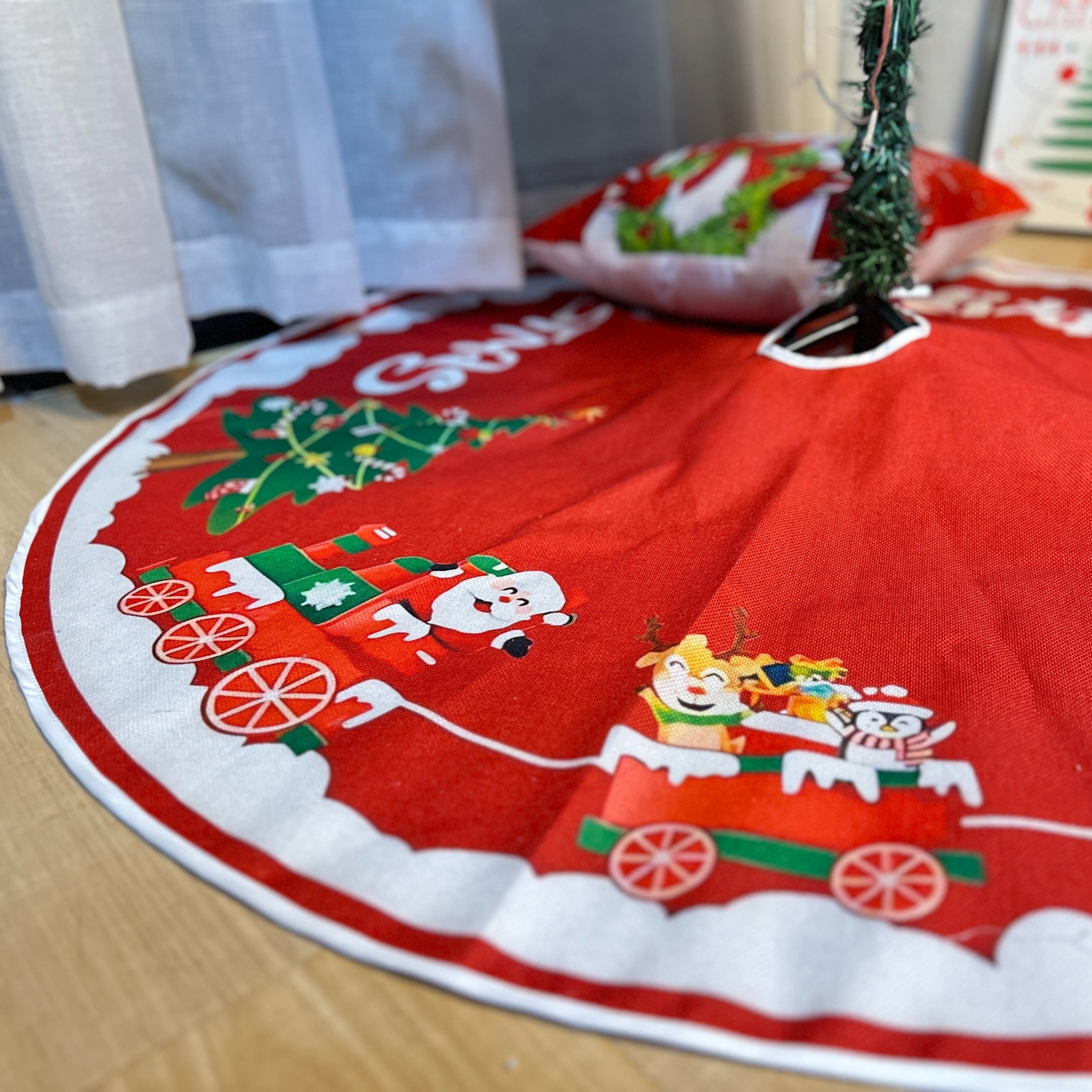 Tree Skirt Christmas | Cartoon Train Design