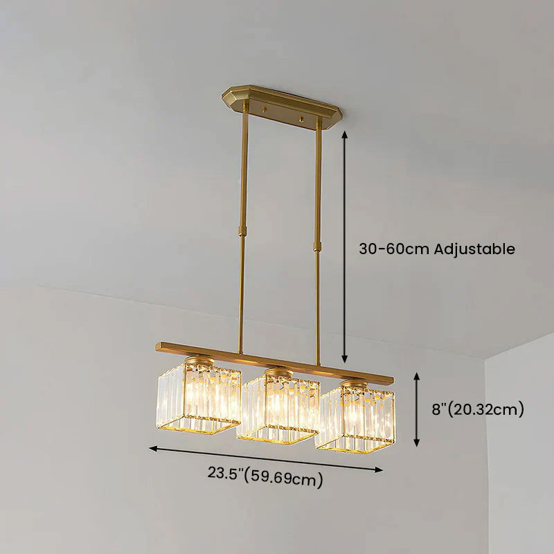 Dining Room Modern Pendant Light | Rectangular Multi Glass Shade