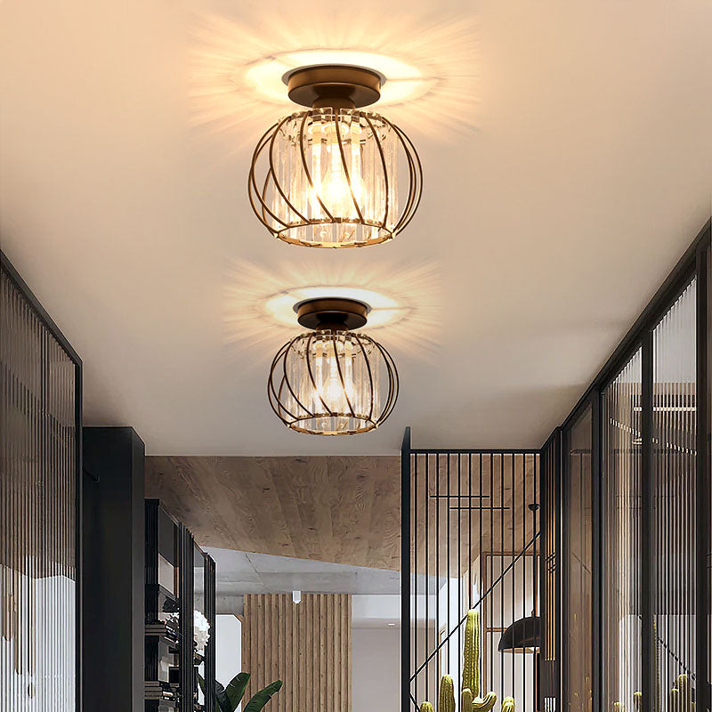 Hallway Modern Ceiling Light | Glass Cage Flush