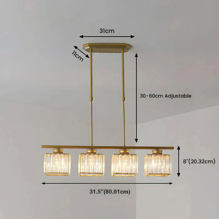 Dining Room Modern Pendant Light | Rectangular Multi Glass Shade