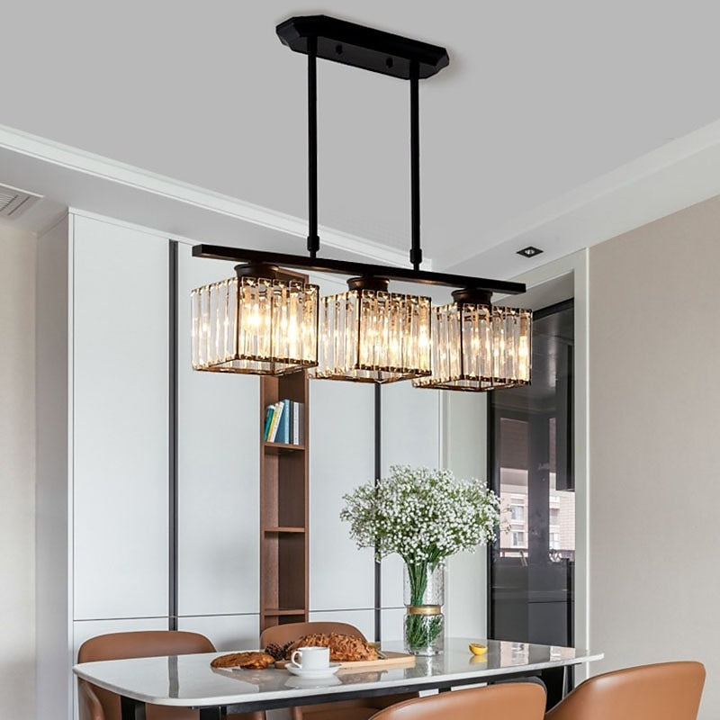 Dining Room Modern Pendant Light | Rectangular Multi Glass Shade